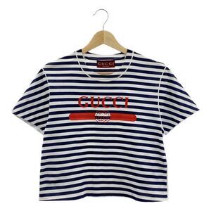 Gucci Interlocking Logo Print T-shirt Cut And Sewn - S - Navy White - Women's